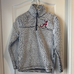 Youth Gray Sherpa Pullover with Red Alabama Logo